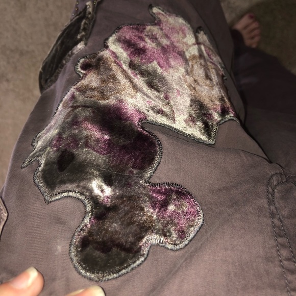 SOLD 🛍Smokey Purple Velvet Patch Pants - Picture 3 of 8